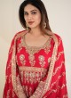 Red Afghani Style Georgette Salwar Suit